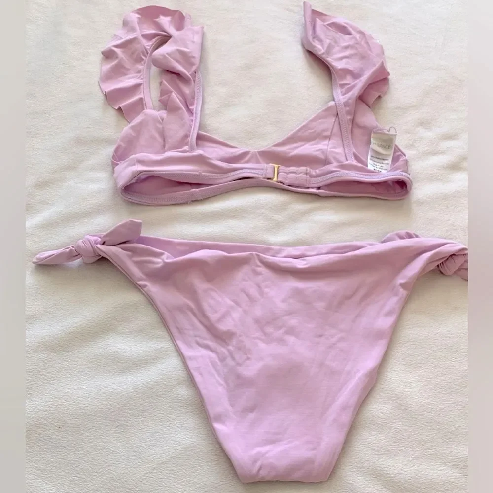NEW L*Space Bikini Set Lilac Harper Top & Side Tie Bottom Medium Bathing Suit